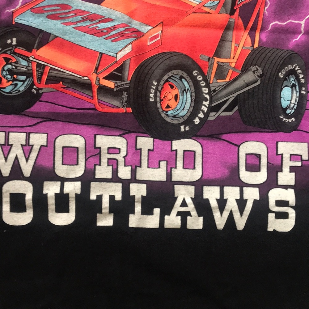 World of Outlaws 90s USA sz L Vtg single stitch - Picture 3 of 8
